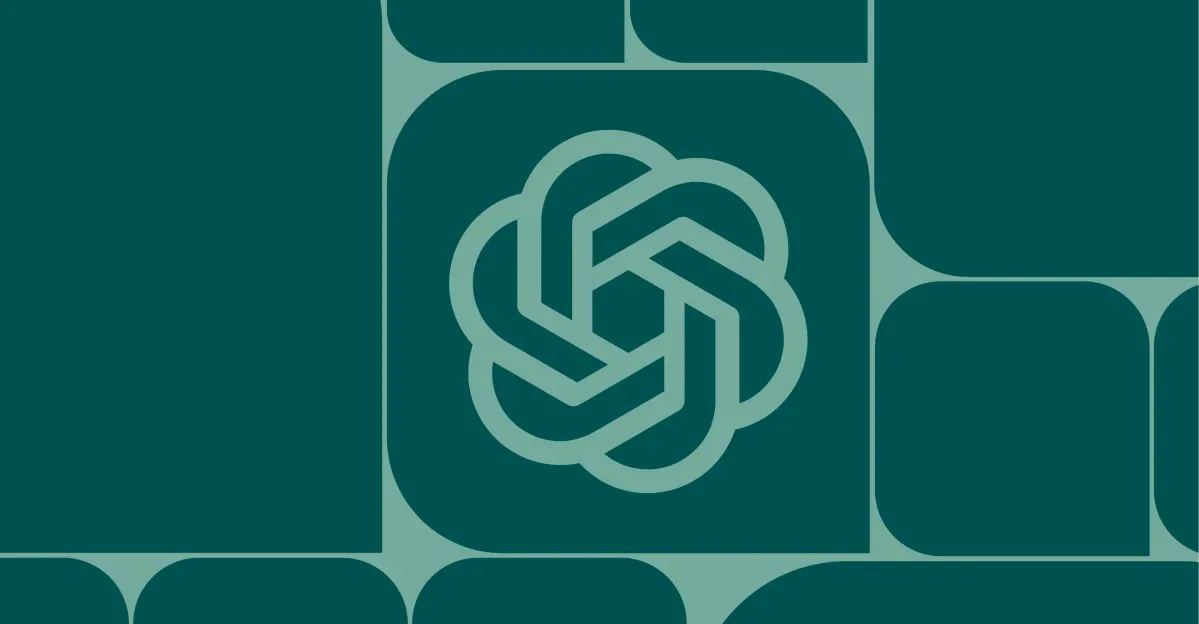 Chat GPT logo on a graphic green background.