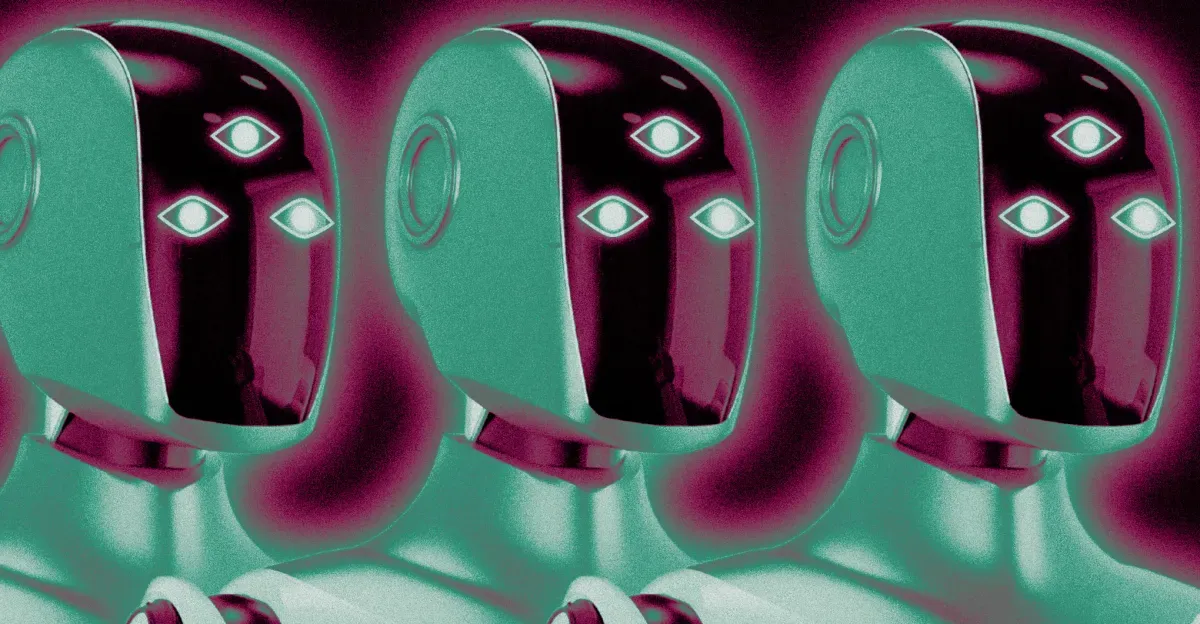 Enlightened robots standing next to each other.