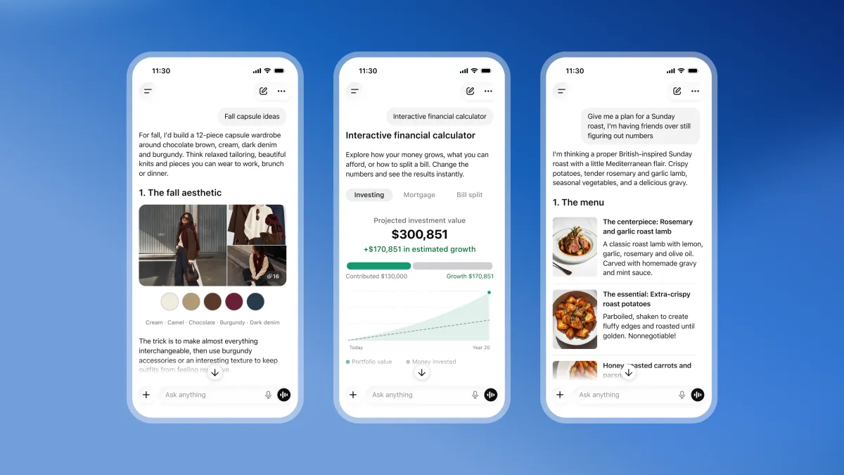 Illustration from TechCrunch: OpenAI makes interactive charts, forms and tools the default in ChatGPT answers with GPT-6